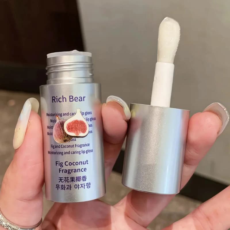 R RICH BEAR Baunilha Coco Vitamina E Loção de beleza labial Bálsamo labial Hidratante Hidratante Óleo labial Estudantes
