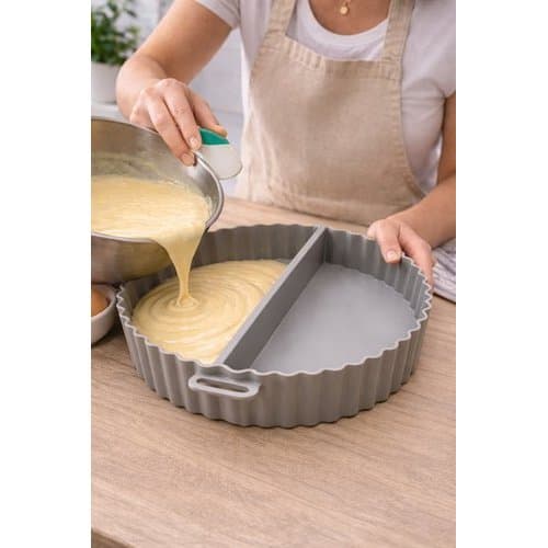 Forma Silicone Redonda Divisora Cinza Organizadora Cozinha Assadeira Antiaderente