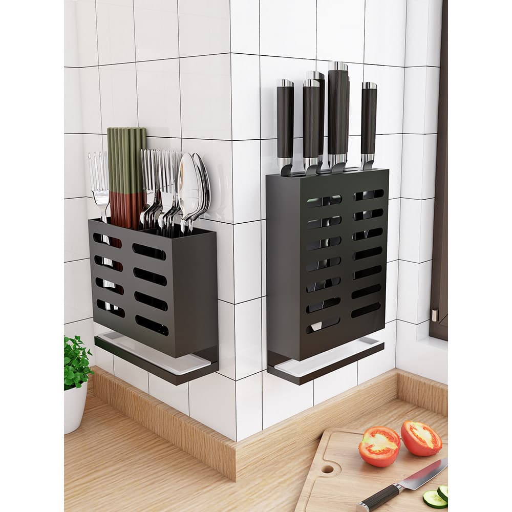 Pauzinhos cesta gaiola balde colher rack faca rack integrado fixado na parede sem perfuração cozinha colher doméstica Ch