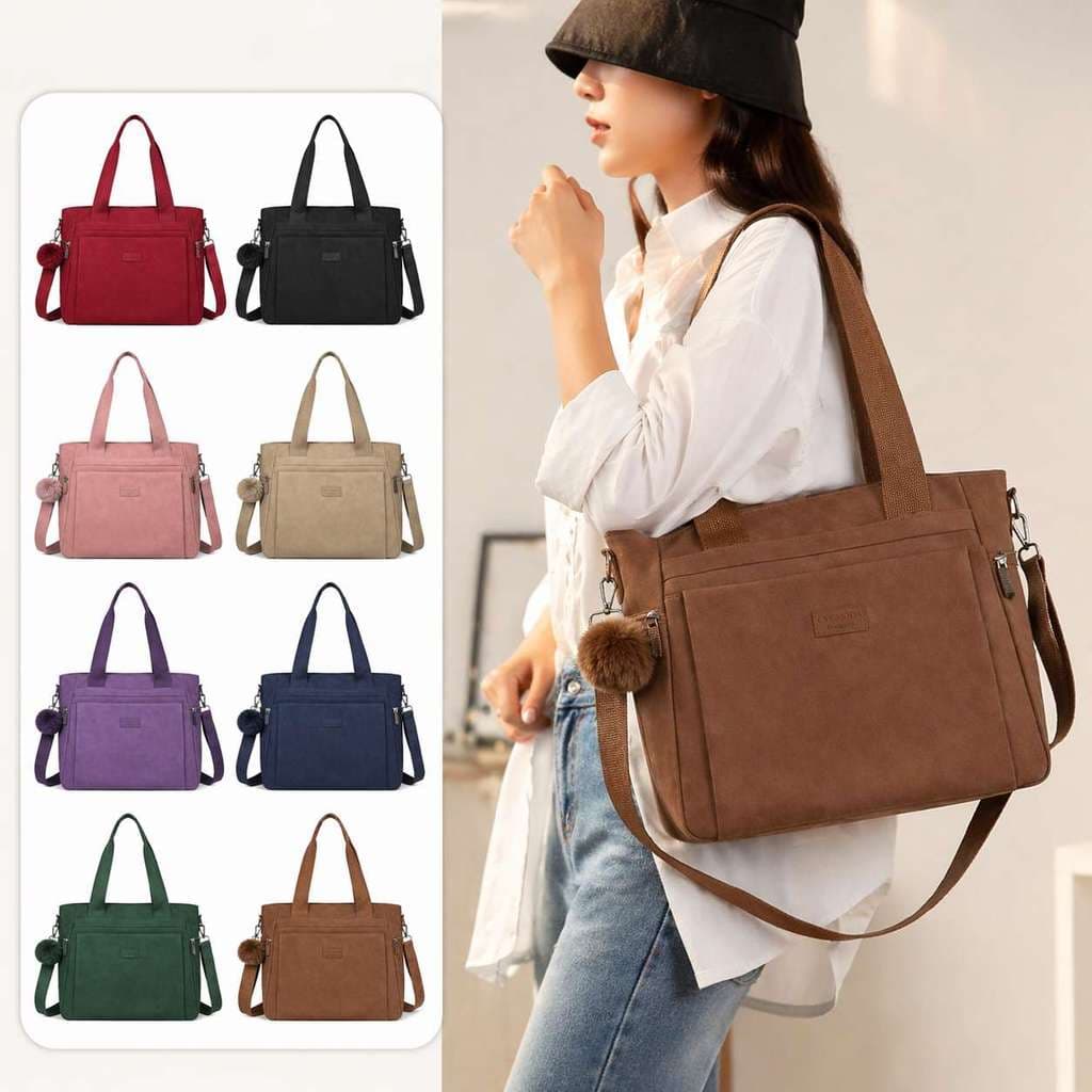 Bolsa Feminina Com Chaveiro Pompom Nylon Grande De Ombro E Transversal Sacola Para Viagem Faculdade YC55#