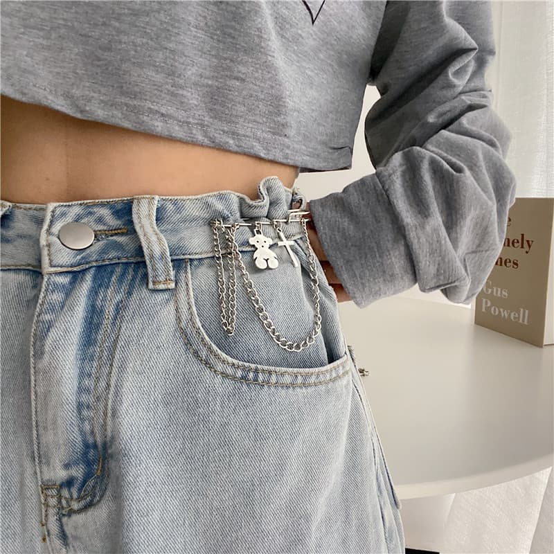 Pequeno urso pino cinto feminino All-Match cintura estreita ferramenta útil grande mudança de cintura pequeno Jeans cint