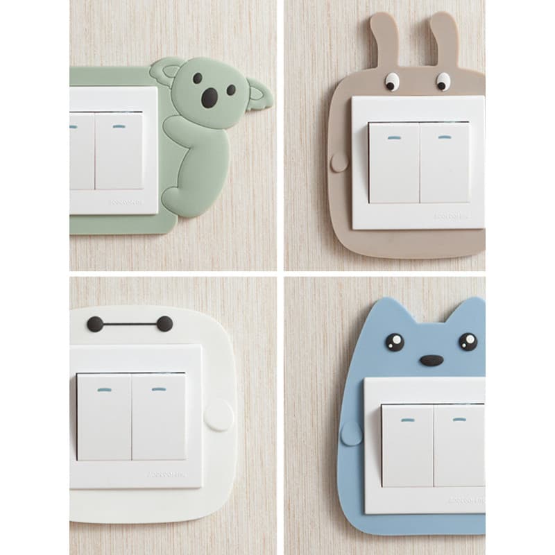 Criativo bonito dos desenhos animados tomada de energia adesivos interruptor doméstico decoração adesivos de parede toma