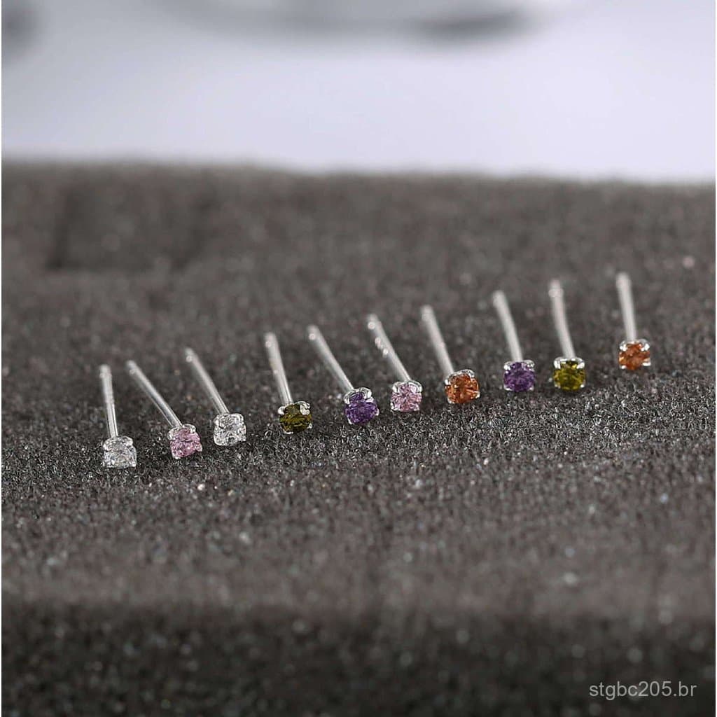 Joias de Prata Yongyi, Brincos de Prata Esterlina S925 com Zircônia de 2mm-2.5mm, Estilo Coreano Pequeno e Exquisito com