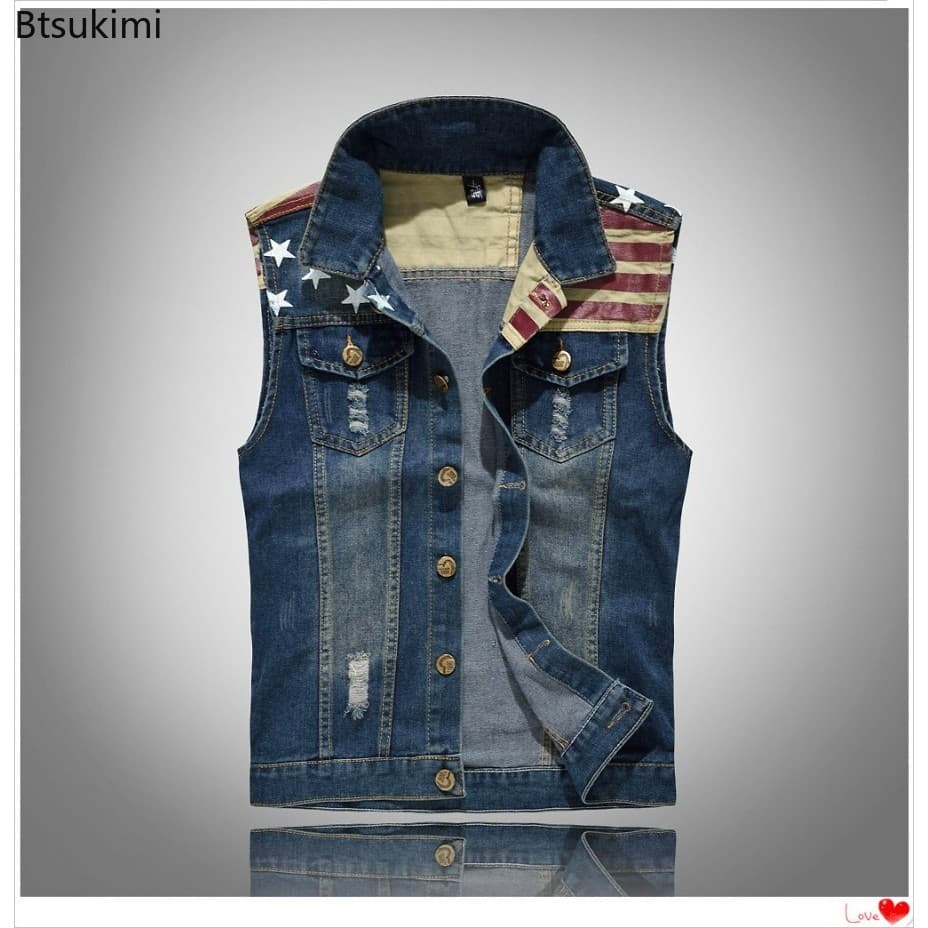 Novos Jeans De Algodão Masculino Sem Mangas Jaqueta Azul Escuro Denim Colete Cowboy Lazer Jaquetas Masculinas Topos Plus