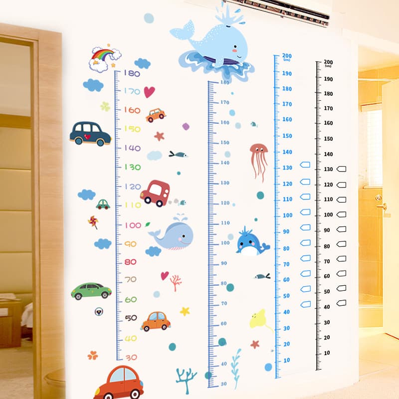 Crianças dos desenhos animados bebê régua de medição altura adesivo PVC auto-adesivo decoração do quarto das crianças al