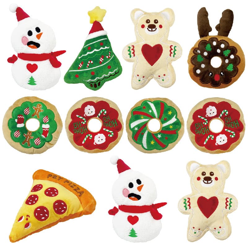Cão brinquedos de natal brinquedos de voz Shiba Inu Corgi Donut brinquedos de pelúcia leite cão pequeno cão goma de masc