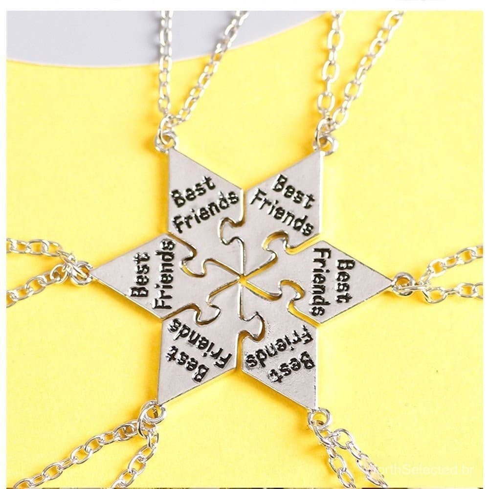 6 peças colar melhor amigo hexagonal carta pingente gingador bff moda homem e mulher amizade jóias acessórios presente r