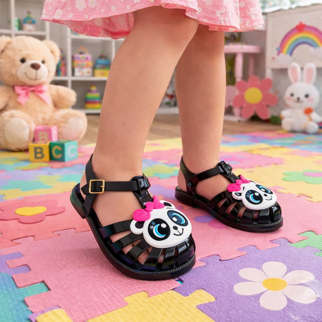 Sandália Infantil Menina Bebe Melissa Personalizada Confortável Flexível Dia a Dia Moda Escolar Festinha Luxo