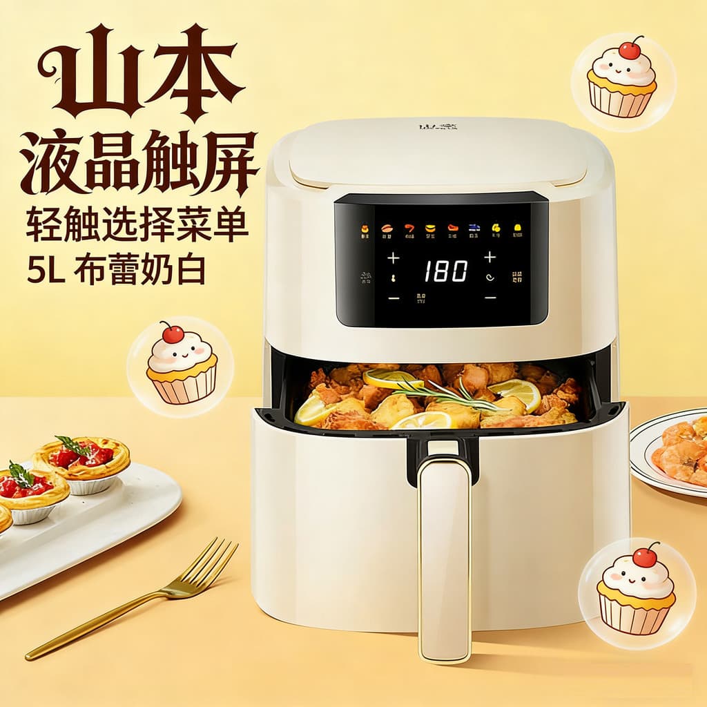 Yamamoto fritadeira de ar doméstica novo estilo sem óleo inteligente multifuncional forno grande capacidade elétrica bat