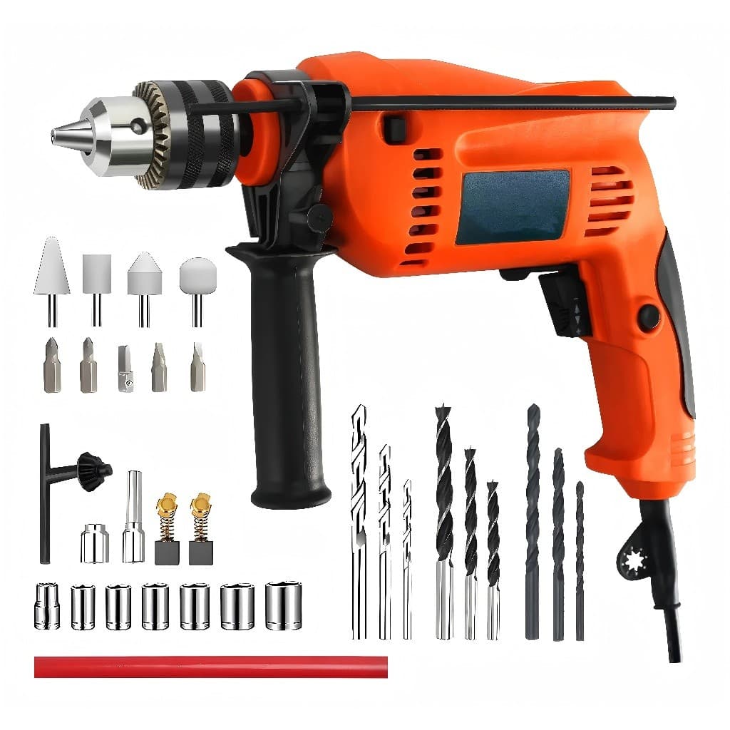 Parafusadeira Furadeira Impacto Profissional,Kit de combinação de martelo/broca rotatório,Laranja Tensão única 127V/220V