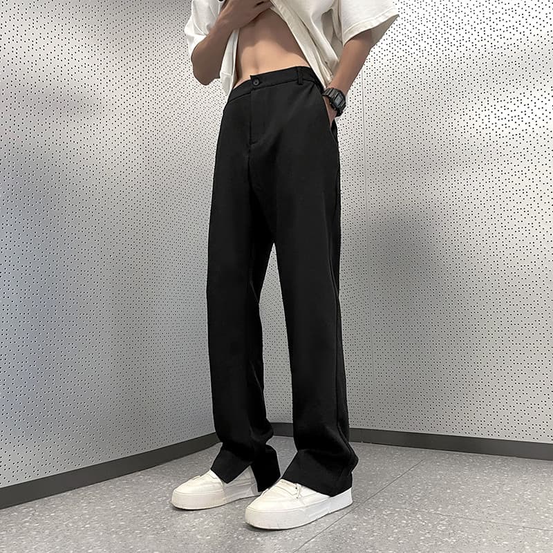 Drape sentimento Mojira calças casuais de seda gelo masculino verão solto nicho Design em linha reta perna larga ligeira