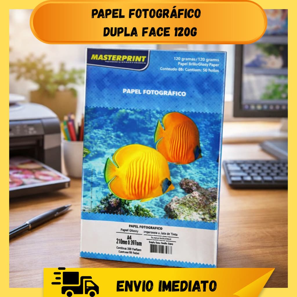 Kit Papel Fotográfico Dupla Face 120g Glossy A Prova D' Água 50/100/150 Folhas Masterprint Premium