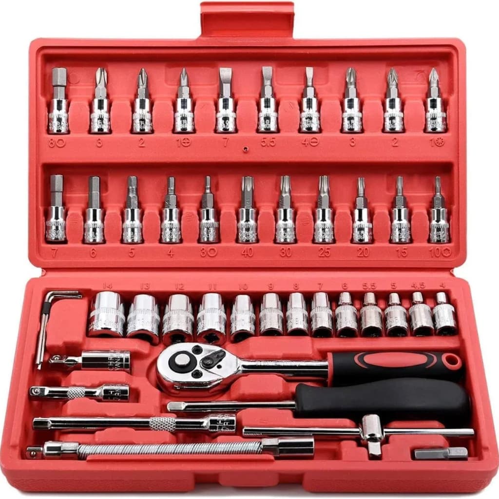 Jogo de Soquetes e Bits 46 Pecas com Maleta 1/4