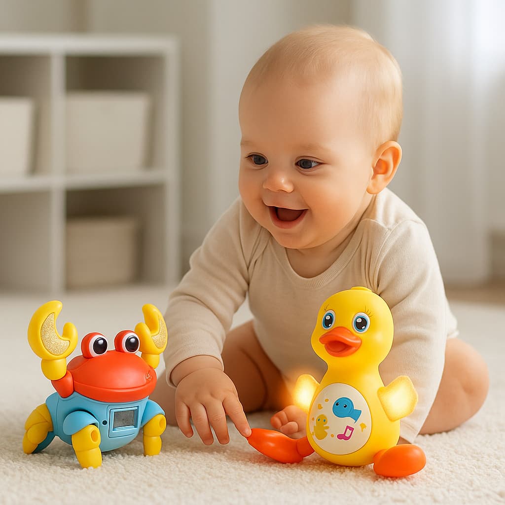 Kit Brinquedos Pato Dançante E Caranguejo Fujão Sensoriais