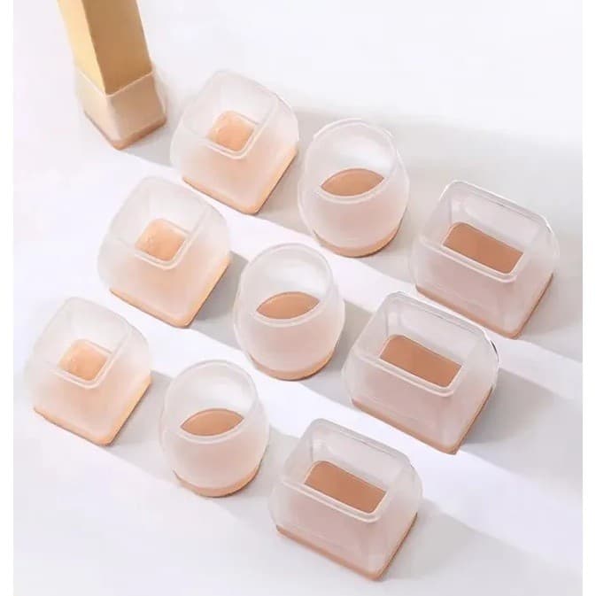 Kit 4 Proteção Para Pé Da Cadeira Quadrada Redonda Retangular Silicone + Feltro