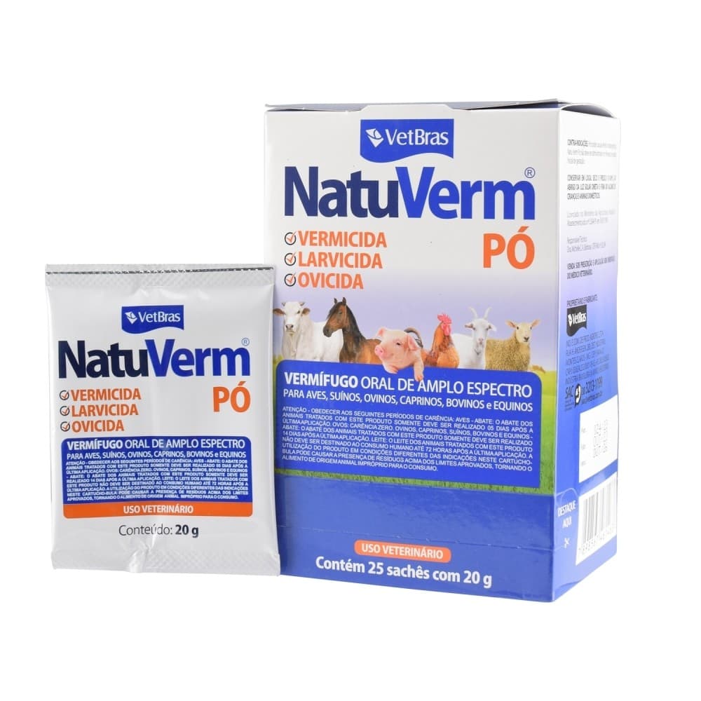 NATU VERMÍFUGO PÓ SACHÊ 20G VETBRAS CX/25