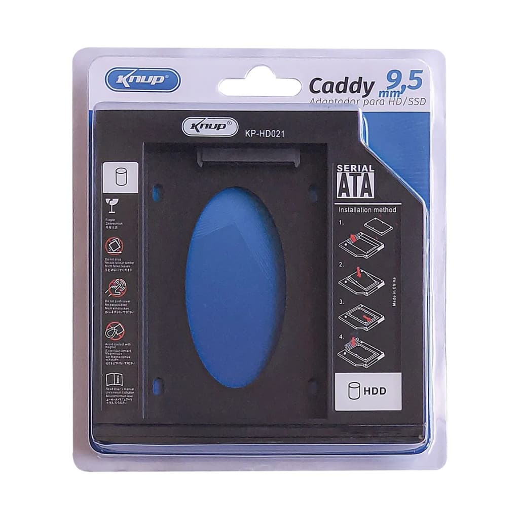 Case Para SSD 2,5" e HD Notebook Caddy SATA 2,5" 9,5 mm Instala SSD ou HD Knup KP-HD021