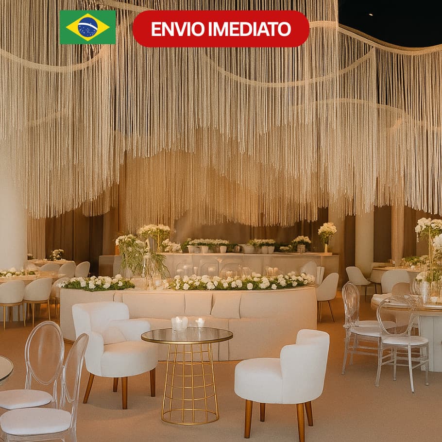 KIT 50/ 30 OU 20 Cortina de corda Decorativa Brilhante 1x2m, Ambientes Internos e Externos