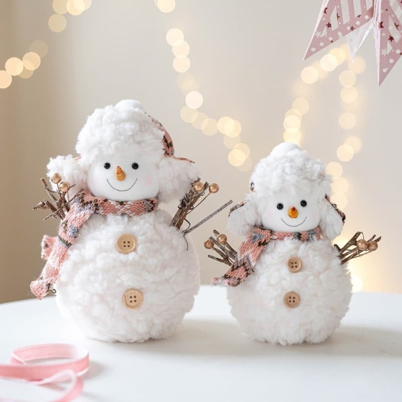 zzz Tecido Rosa Boneco De Neve Ornamento De Férias Fácil De Armazenar E Exibir Decoração De Sala De Estar Acessórios De