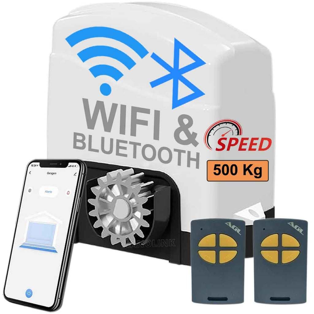 Motor Deslizante AGL Izzy 500 Speed Inteligente Wi-Fi (2,4GHz) + Bluetooth Sem Cremalheira – Motor p/ Portão Automático