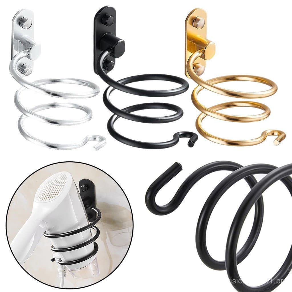 Suporte De Secador De Cabelo Para Banheiro , Organizador De Parede , Espiral , Rack De Alumínio , Prateleira De Acessóri