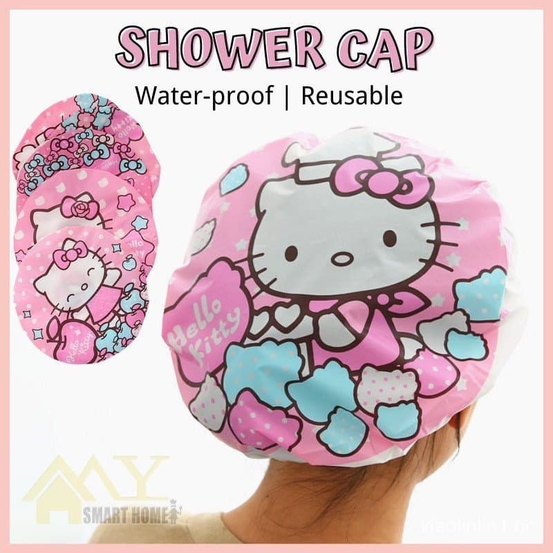 Touca De Banho Reutilizável/Fofa/Hello Kitty/Impermeável Para /