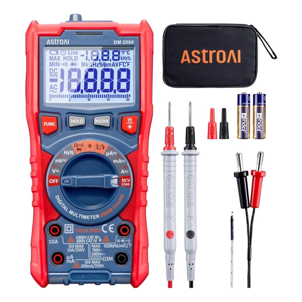 Multímetro AstroAIDigital ABMUM20RD-BR-ML Automotivo Profissional E Capacimetro Inteligente 20000 C Com Função De Contin