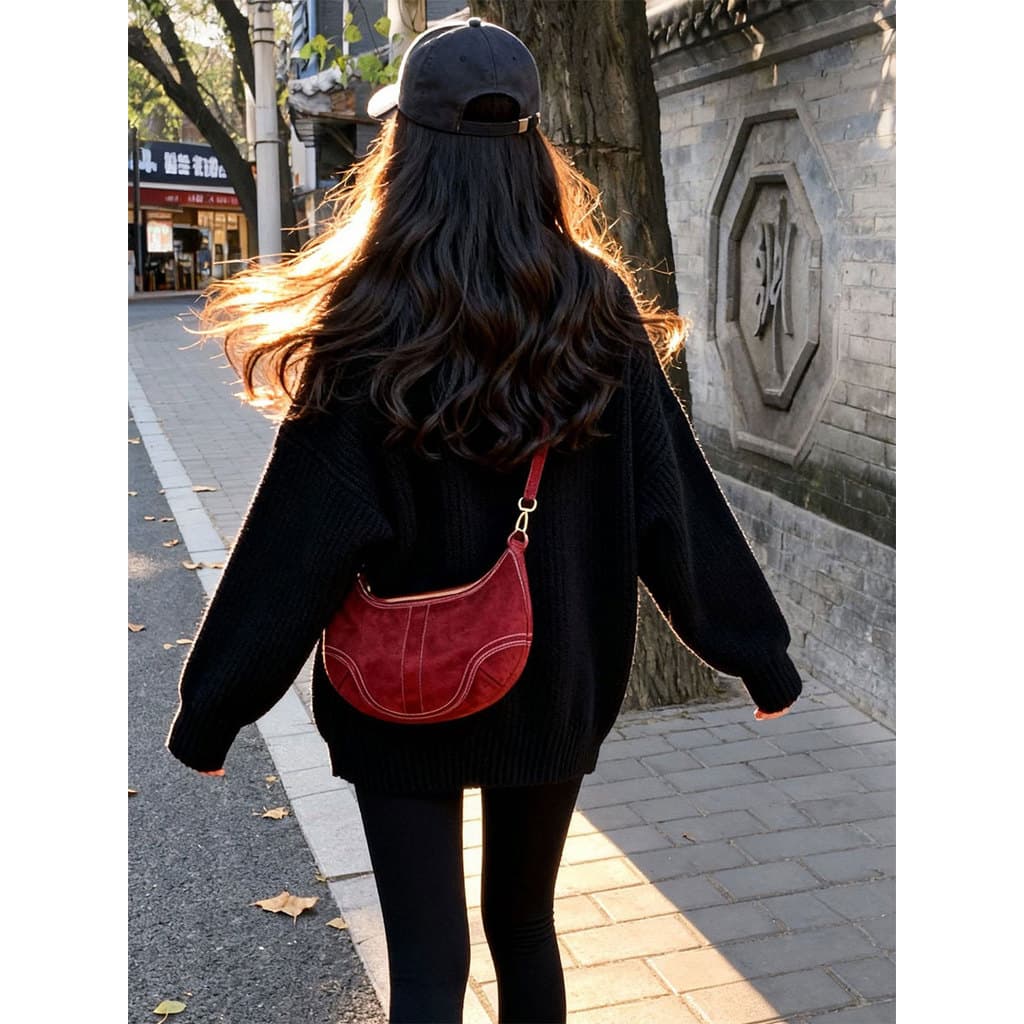 Enorme lindo nicho não-colisão camurça vermelha saco do mensageiro feminino 2026 novo estilo saco de casamento saco de b