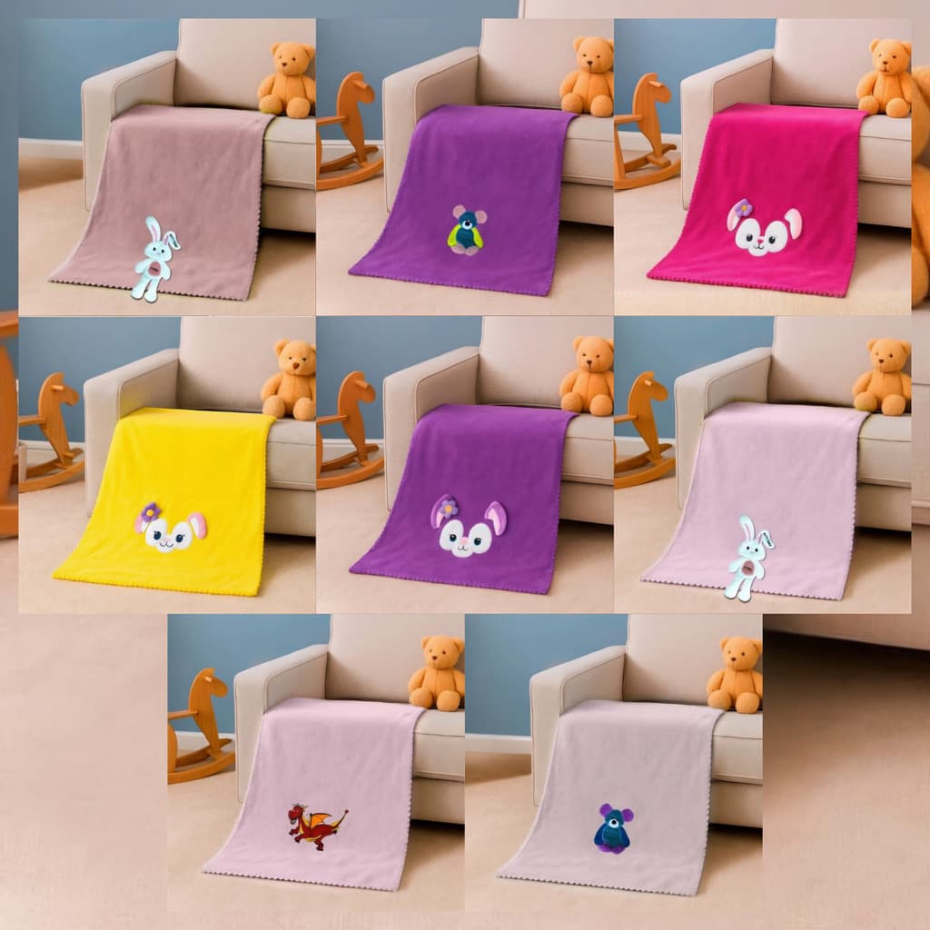 Toalha Banho Infantil Grande SOFT Bichinhos desenhos com abas em relevo 70x140cm