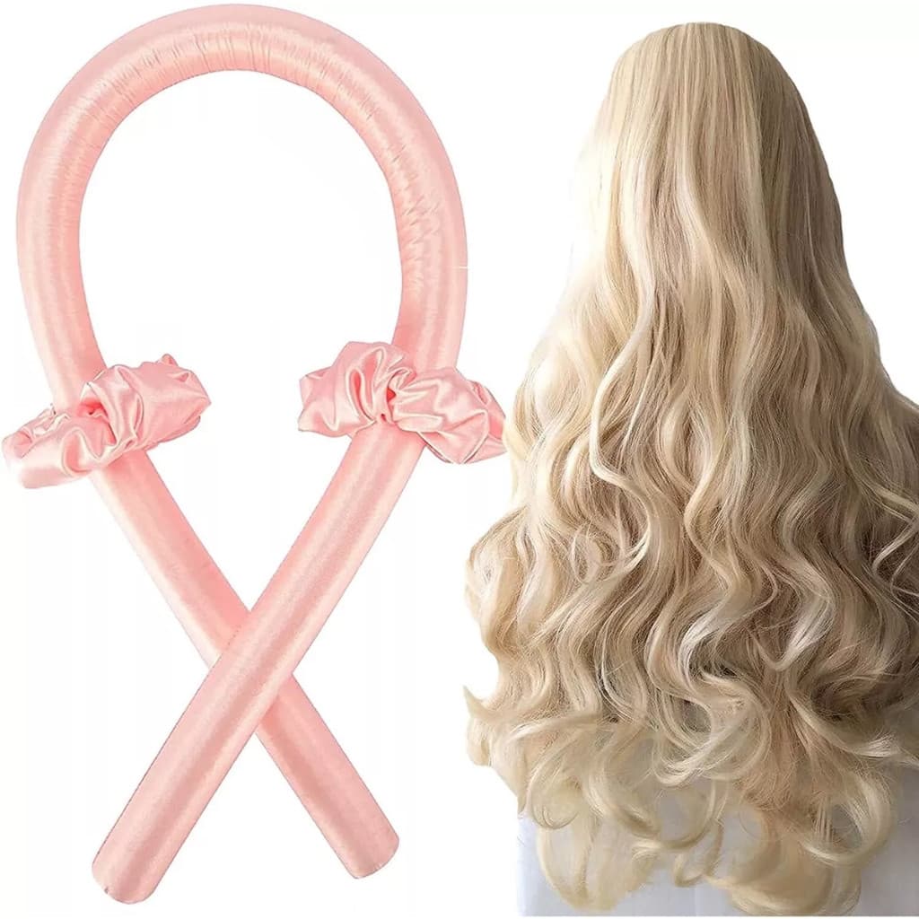 Kit De Modelagem De Cabelo De Cetim Feminino Transforma Cachos + 2 Grampos Anti-Frizz