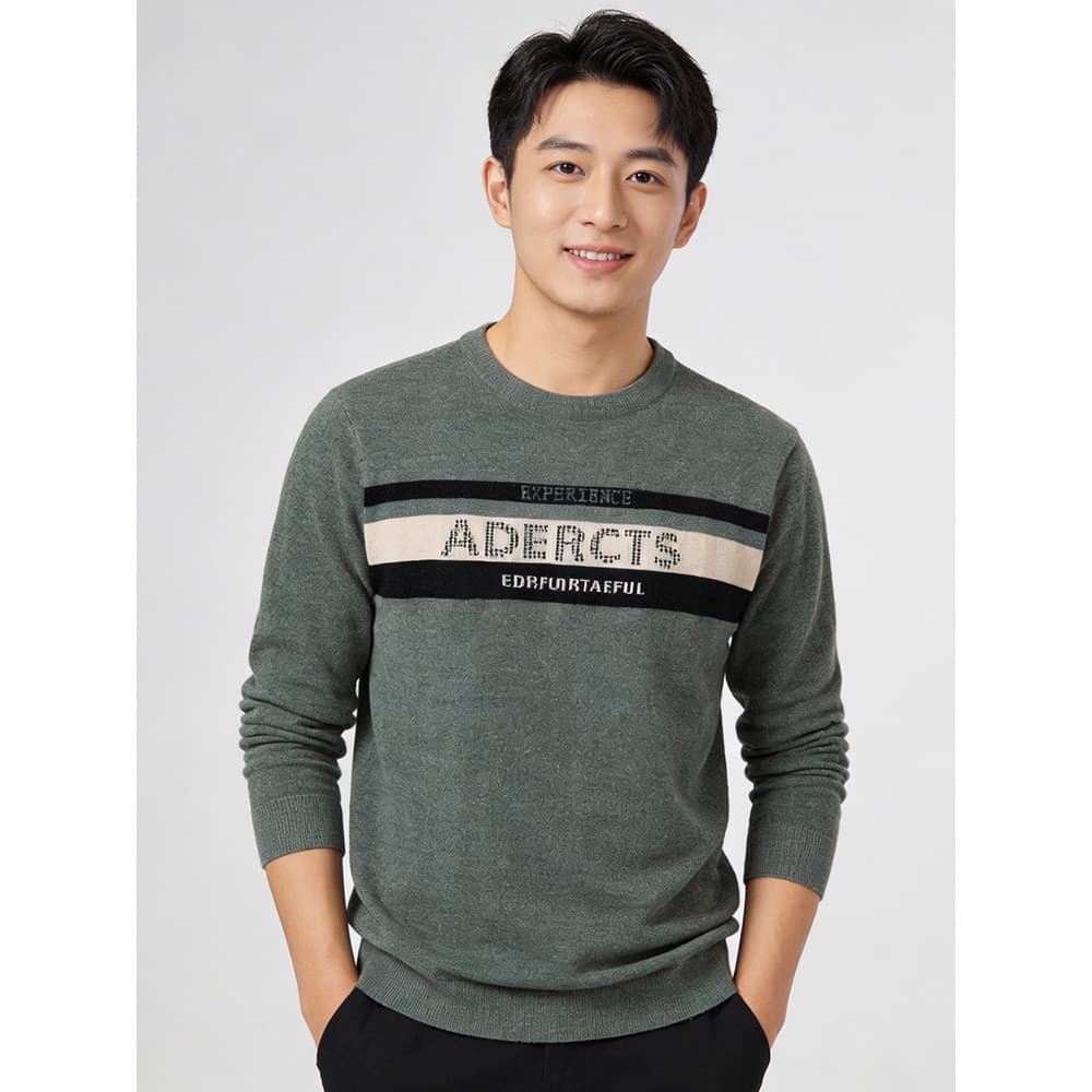 Com lã Chenille camisola masculina outono inverno quente Casual em torno do pescoço juventude pulôver camisola topo AD81