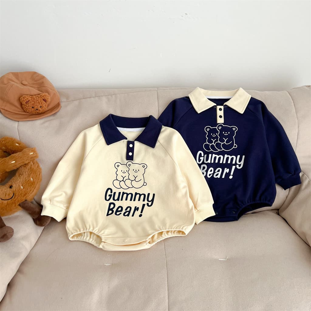 Bebê menino moda Casual gola POLO triângulo macacão primavera outono bebê bonito puro algodão dos desenhos animados maca