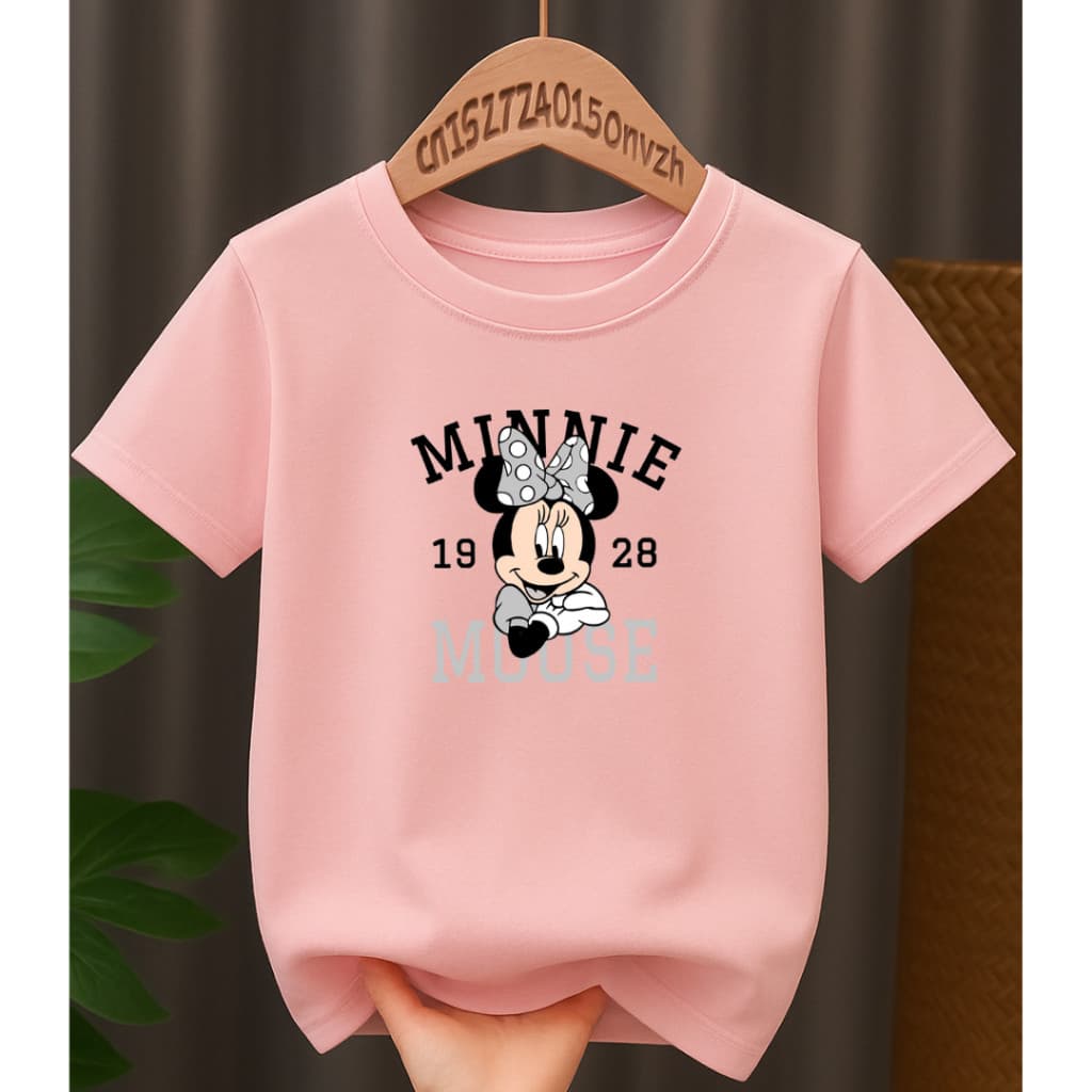 Camiseta Infantil Juvenil Unissex Minnie Estampado Desenho