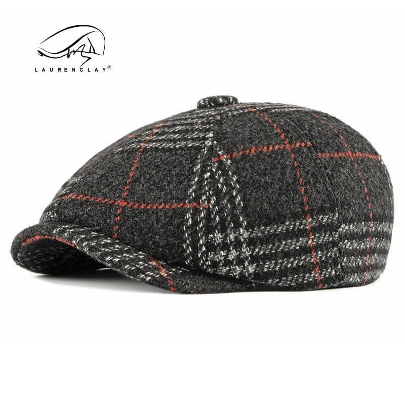 Nova boina de lã estilo coreano para outono e inverno, unissex, boné vintage artístico com aba, boné octogonal, estilo a