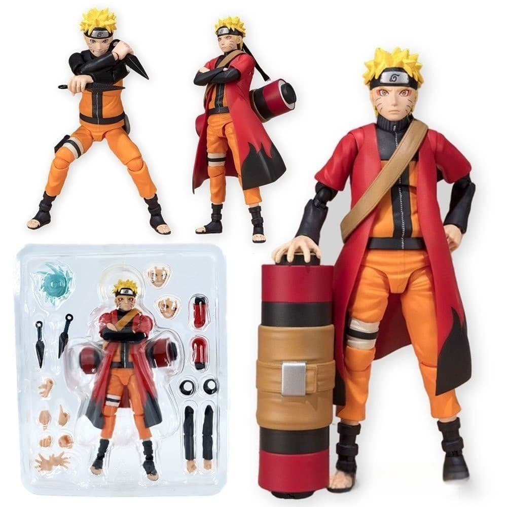 Boneca Articulada Naruto Uzumaki Wise Mode + Acessórios Figura De Ação De 14 cm 0CAB DMV3