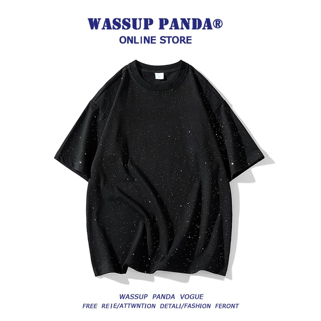 WASSUP PANDA Gypsophila Ice Silk Camiseta de manga curta masculina 2026 verão novo estilo Street Wear solto meia manga T