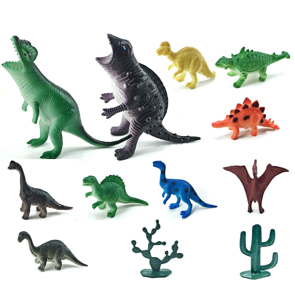 Dinossauros Animais 12 Peças Borrachas Diversos Brinquedo Infantil