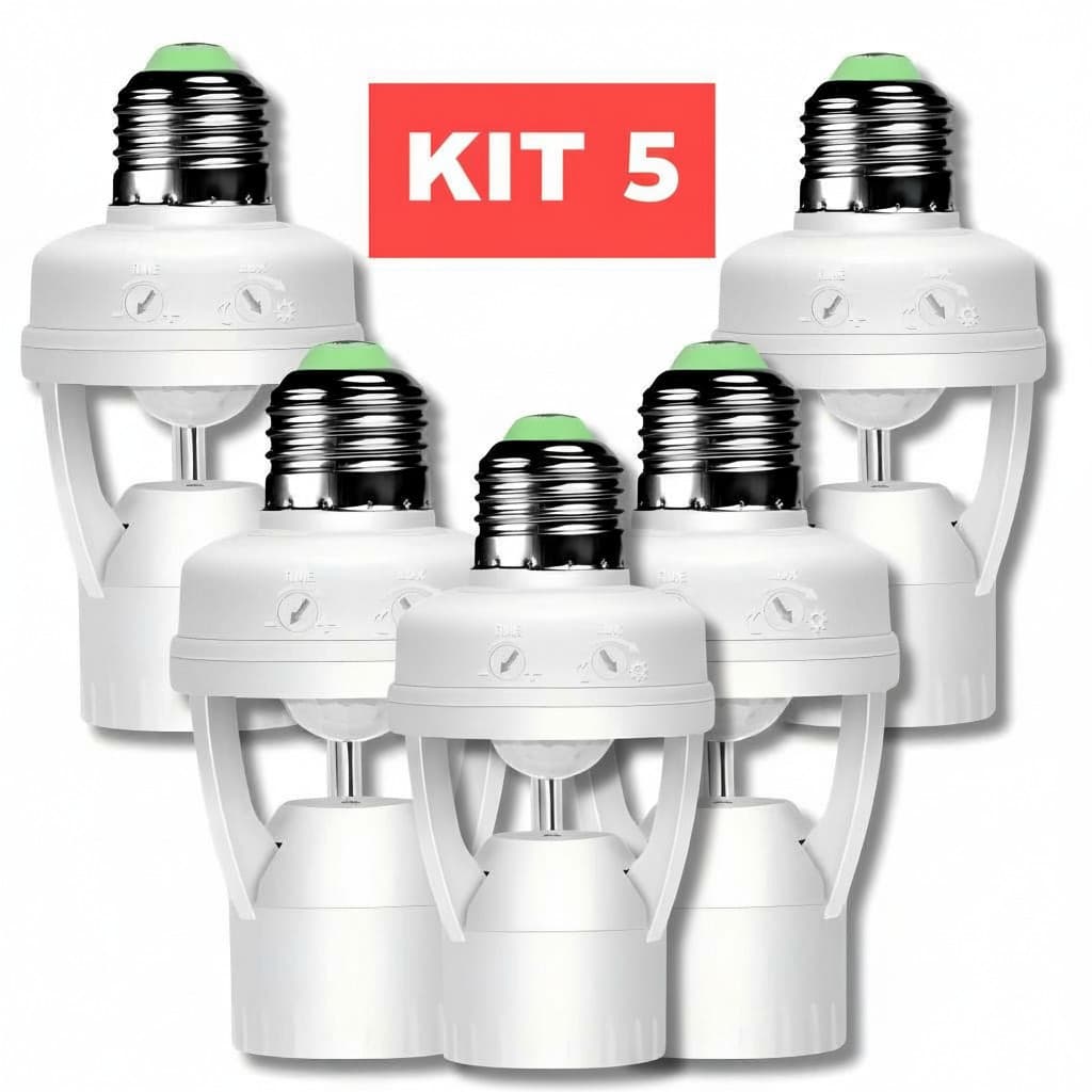 KIT Sensor De Presença Com Fotocélula Para Lâmpada Soquete