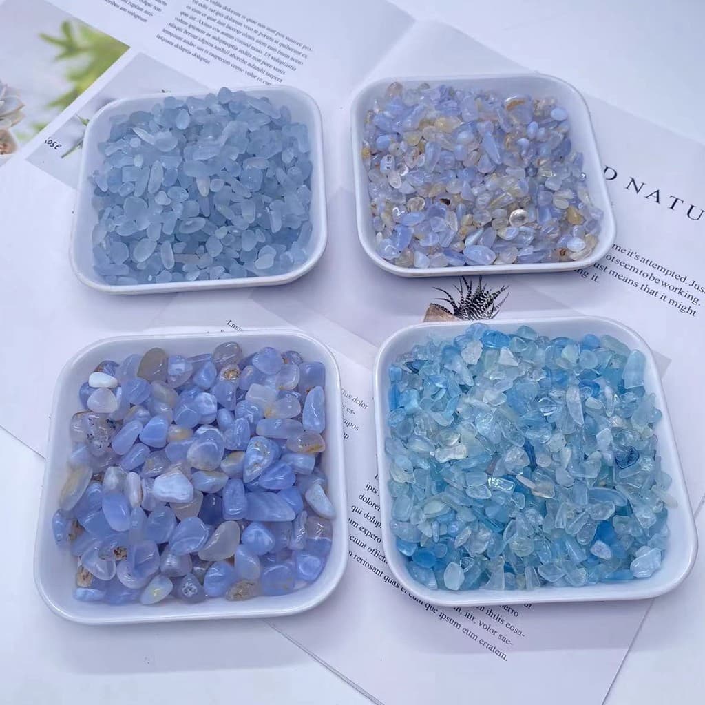 Pedra britada água-marinha Natural lápis-lazúli azul calcedônia ágata pedra áspera desmagnetização tanque de peixes deco