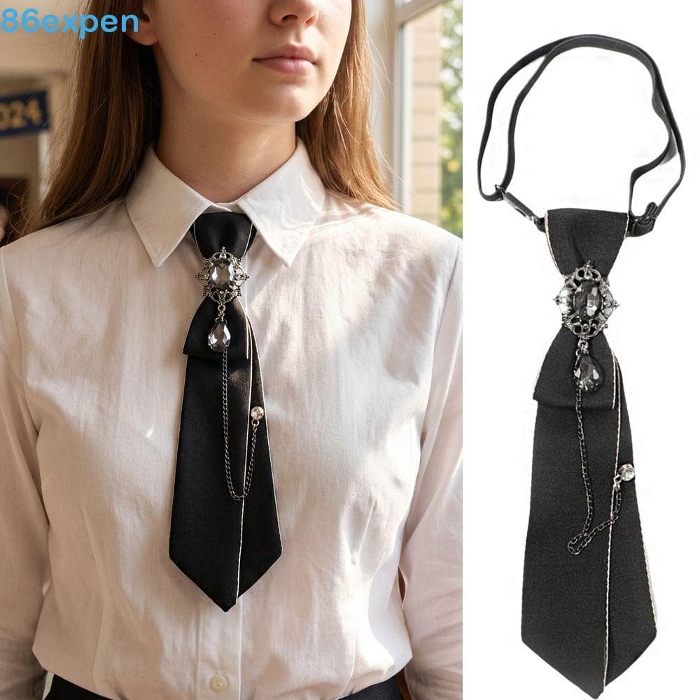 EXPEN1 Gravata De Liga De Strass , Borboleta Longa De Cristal , Gargantilha Retrô , Colar , Camisa Feminina