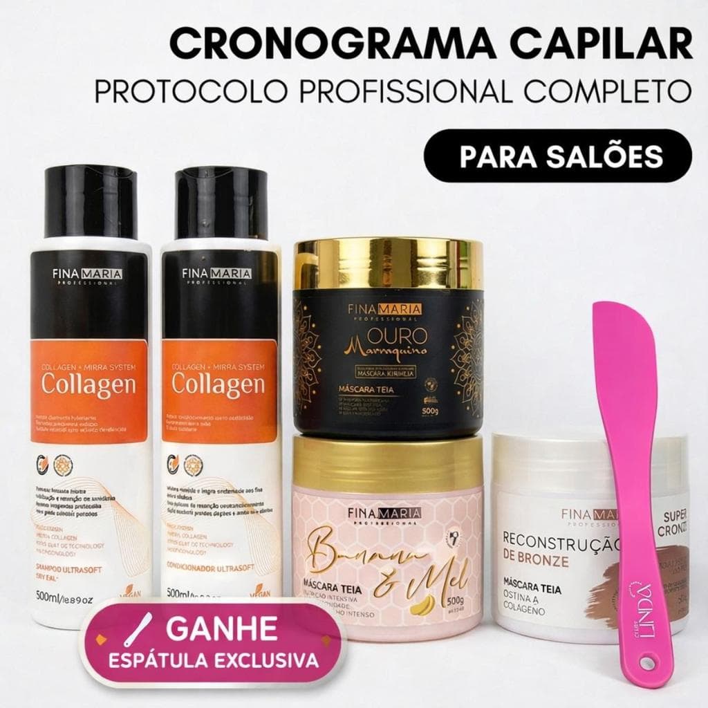 KIT CRONOGRAMA CAPILAR PROFISSIONAL - 5 PRODUTOS DE 500G - FINA MARIA