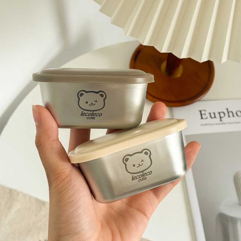 [Senmu] 304 aço inoxidável portátil urso mergulhando tempero copo Mini pequena capacidade Sub-lancheira caixa de supleme