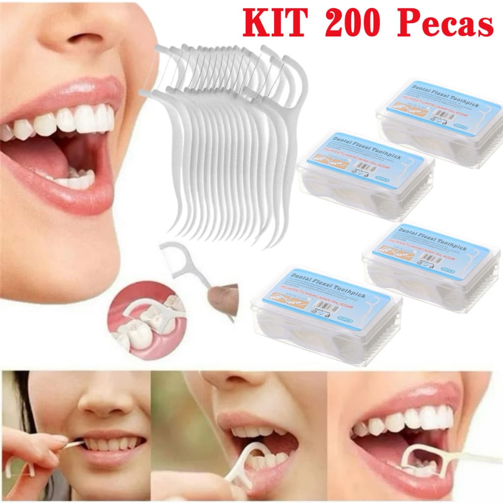 kit200 Fio Dental Infantil em Formato de Arco Ultra Fino para uma Limpeza Eficaz
