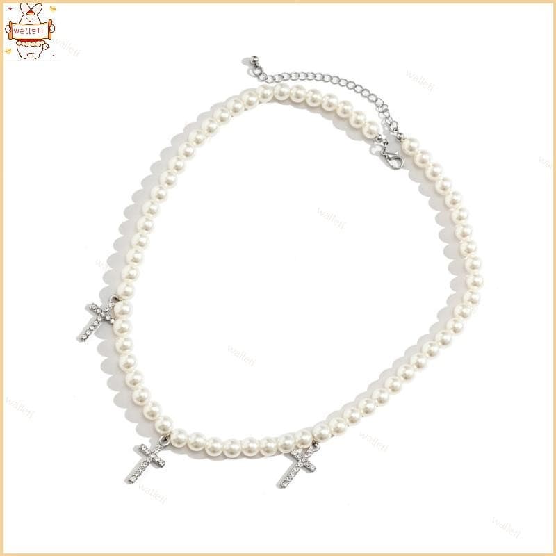 Colar de pingente estilo hip hop masculino, corrente de pérolas, choker, corrente de clavícula, joias THWC