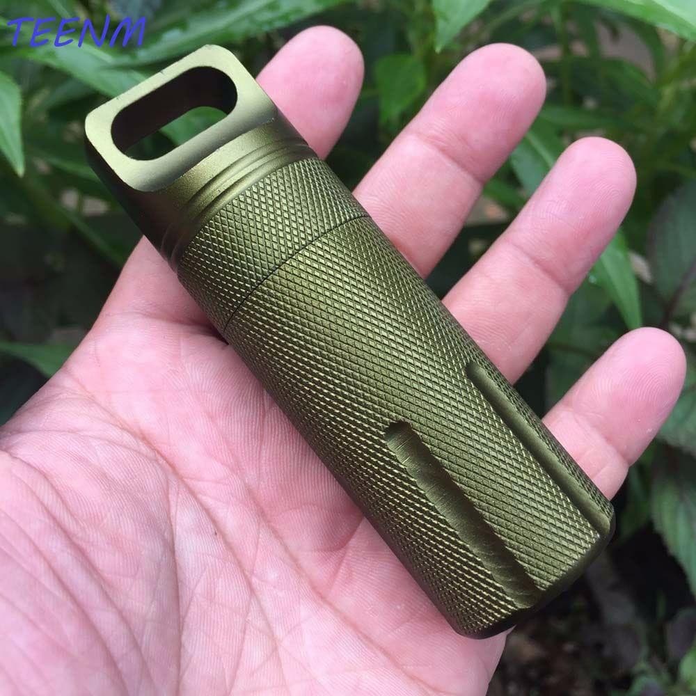 TEENM Pill Box EDC Chaveiro De Emergência Ao Ar Livre Caminhada Caixa Sobrevivência Tanque De Vedação De Garrafa Seca