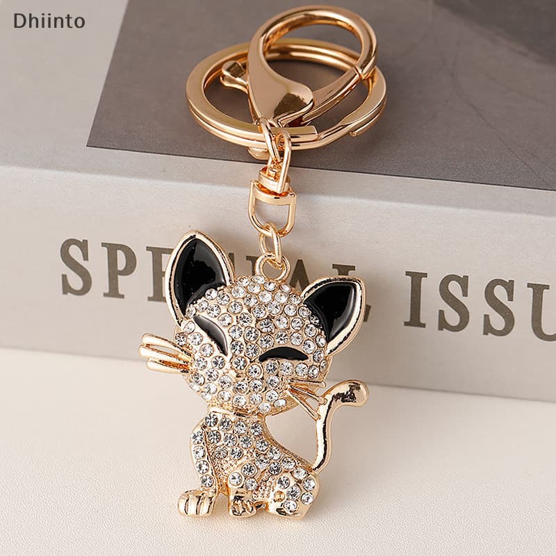 [Pingente Chaveiro De Cristal De Gato Animal Com Metal Para Bolsas Femininas E Acessórios Chaves De Carro Presente De An