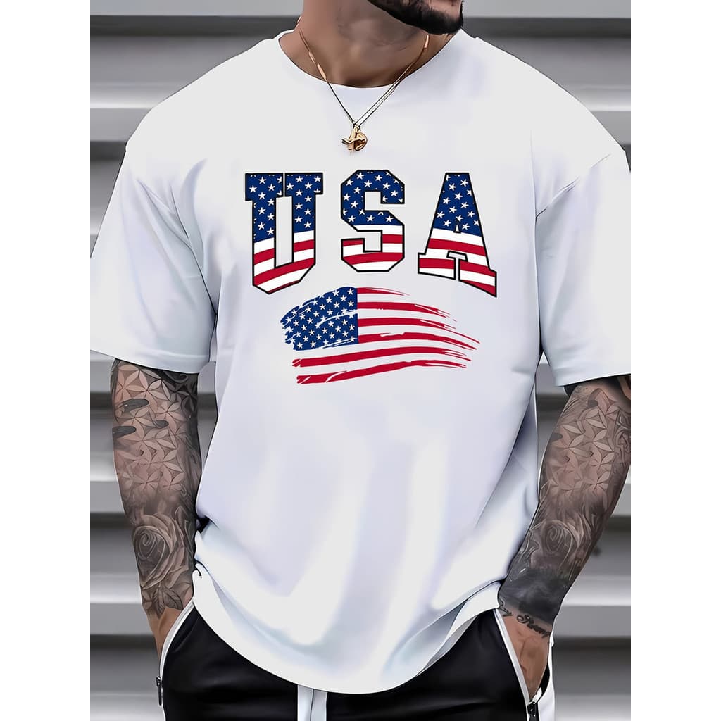 Camiseta Masculina Bandeira Americana Usa 100% Algodão Moda