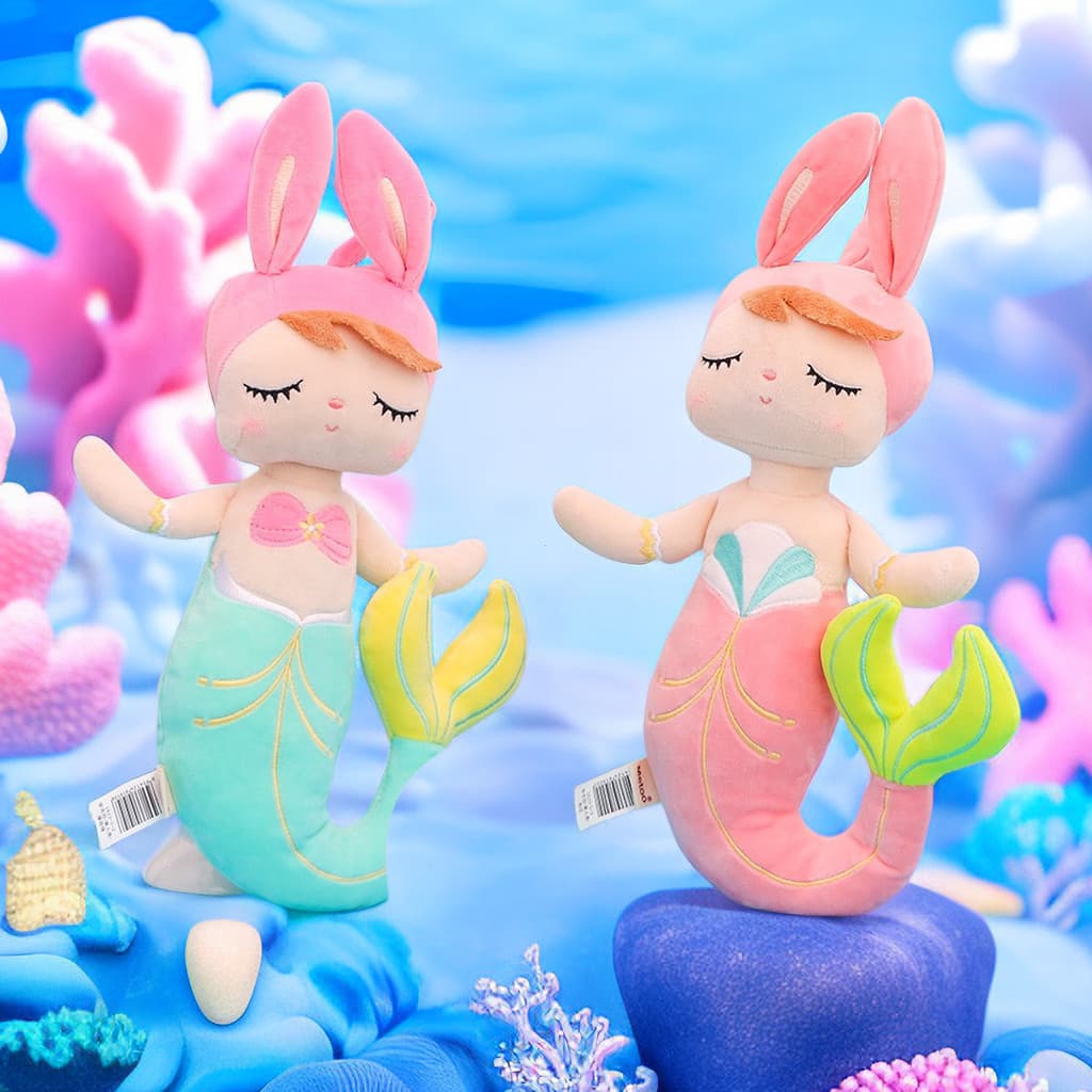 Metoo Angela Sereia Coelho Boneca de pelúcia Brinquedo de aniversário infantil Boneca Princesa Sereia Boneca de conto de