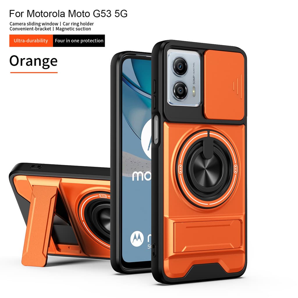 Magnético Capinha Motorola Moto G53 G23 G13 Caixa Dura Armadura Suporte Rotativo De Telefone À Prova De Choque Capa