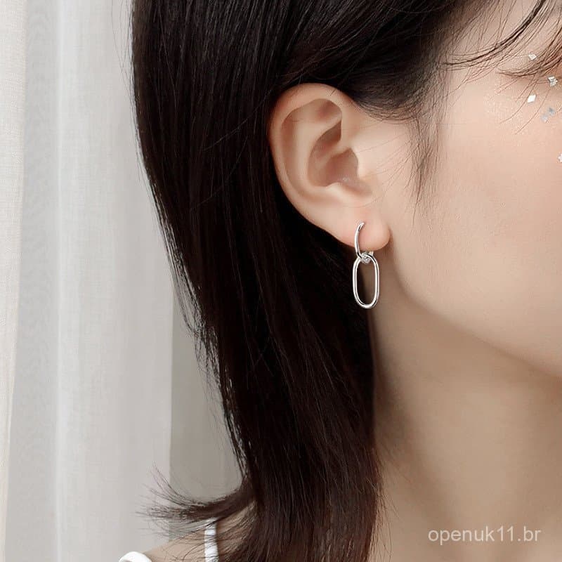 Brincos semelhantes aos usados pelo namorado de Song Hye-kyo em dramas coreanos, design feminino e único, brincos geomét